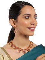Zaveri Pearls Gold Tone Traditional Choker Necklace Set For Women-ZPFK8982